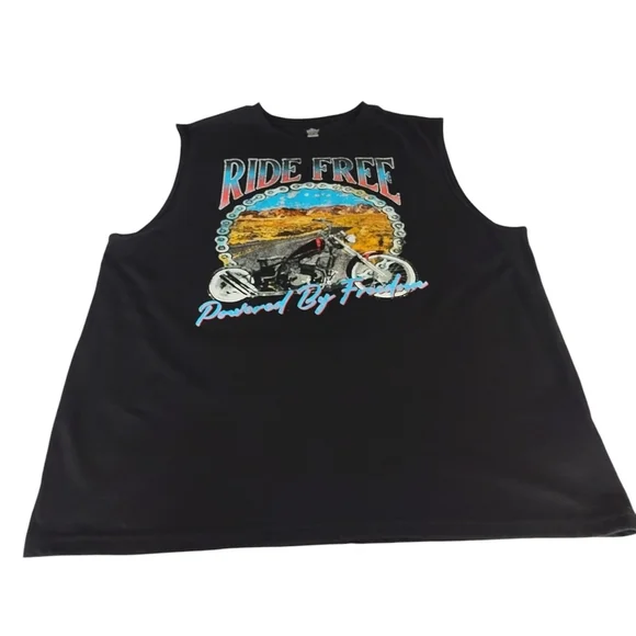 Celebrate Patriotic Motorcycle Shirt  Men's Black Sleeveless Crewneck Size L - Picture 3 of 5